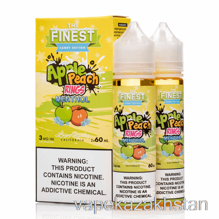 Vape Disposable Apple Peach Sour Rings MENTHOL - The Finest Candy Edition - 120mL 3mg